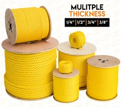 1200 ft Twisted Polypropylene Rope – 3/8″ – Yellow Floating Poly Pro Cord