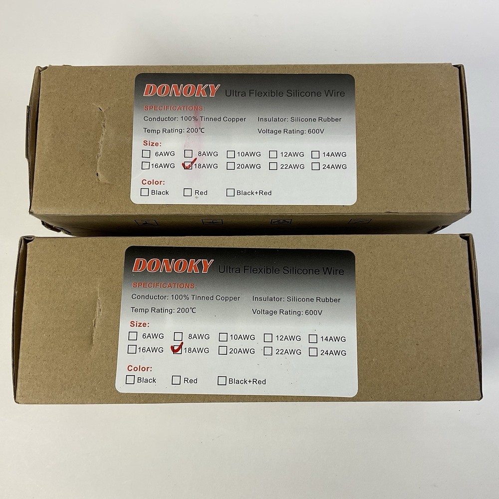 2- NEW Donoky Silicone Wire Kit 18AWG (Tinned Copper) 25 Foot Spools/ 6 Colors