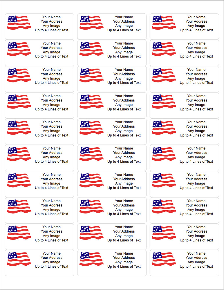 60 Personalized Return Address Labels Custom Mailing Labels USA Flag FREE SHIP