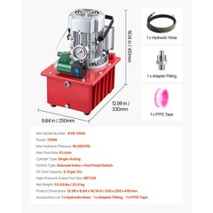 Uimoso Electric Hydraulic Pump 750W 10000 PSI Single Acting with Pedal Control