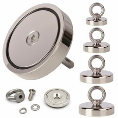 Double-Sided Fishing Magnet Kit 400-1000LBS Pull Force Strong Neodymium Rope Set