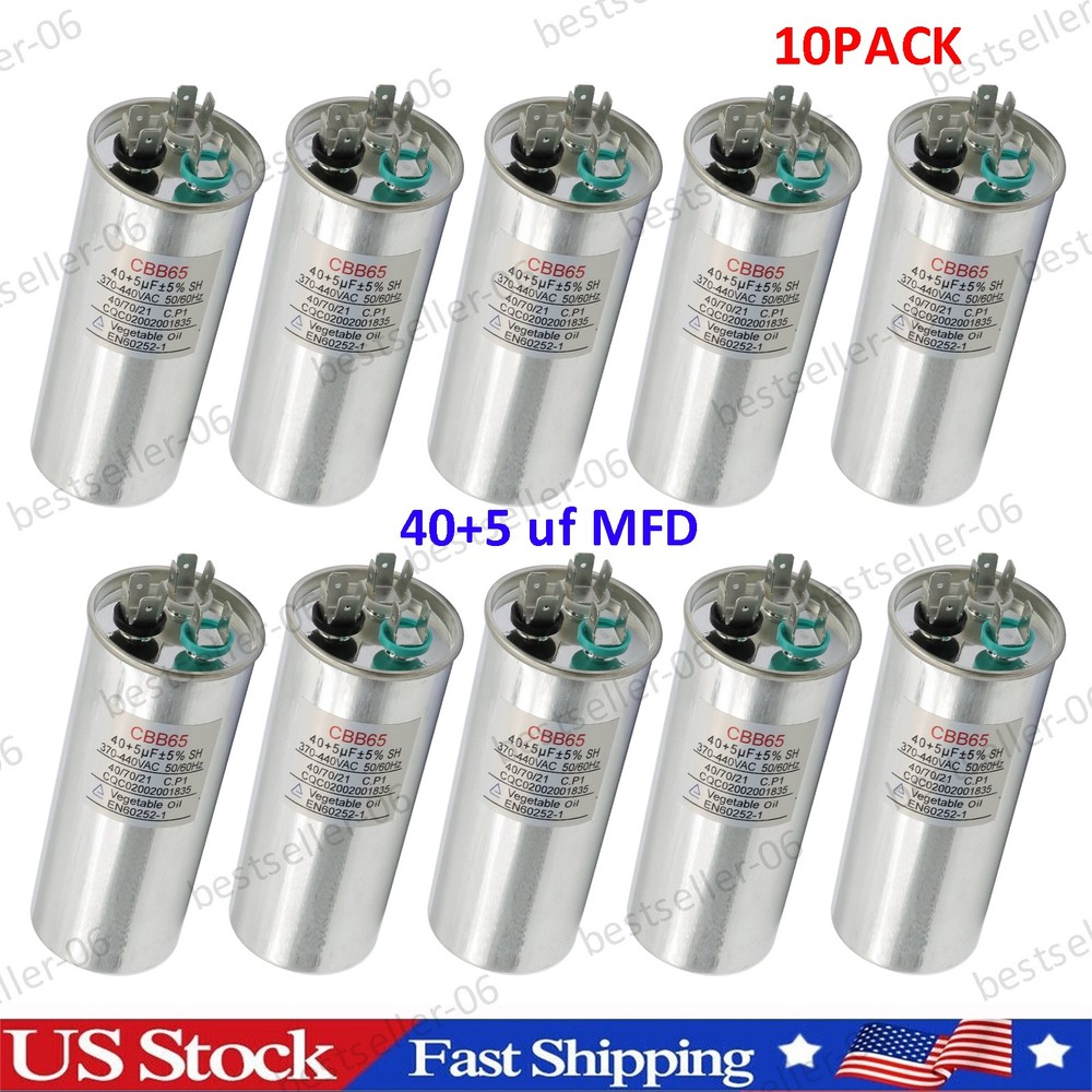 40+5 40/5 uF MFD 370-440V AC High Quality Motor Dual Run Capacitor CBB65-R (10x)