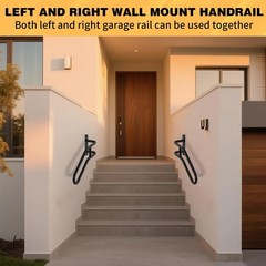 Left Side Wall Mounted handrail, Garge Door Stair Railing for 1-3 Steps(Polis…