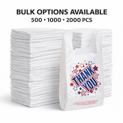 Americana Thank You T-Shirt Bags 11.5x6x21 Plastic Grocery Shopping 0.48 mil