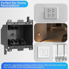 5 Pack 2-Gang Black Old Work Electrical Box, PVC, 25 Cu In, ETL, Retrofit