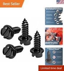 Rustproof Black-Slotted License Plate Screws 4-Pack | Stainless Steel