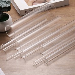 2Pcs Clear Rigid Acrylic Pipe 26mm ID x 30mm OD 10″ Round Plastic Tube with Cap