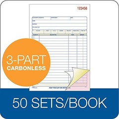 3-Part Carbonless Sales Order Book, 50 Sets per Book, Wraparound Cover, 250 Tota