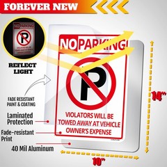 Anley No Parking Sign Rust-Free Weatherproof Aluminum Warning Sign 14×10 In