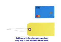 100 of 4 3/4″ x 2 3/8″ Yellow Inventory Tags with ELASTIC Stretchable String