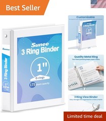 Moisture-Resistant 1 Inch Three Ring Binder – Effortless Document Management