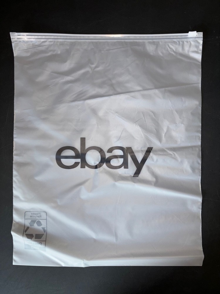 200 Ebay Branded Frosted Zipper Clothing Bags 12″ x 15″ – Black Logo