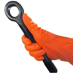 Heavy Duty Orange Industrial Nitrile Gloves with Raised Diamond Texture, 8-mil