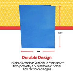 Extra Large Folders With Pockets 9 X 12 Inches Light Blue Pack Of 25 Office