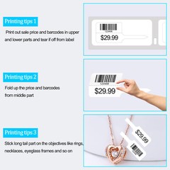 1Roll Rat Tail Jewelry Pricetag of 400 Labels for Dymo 30373 LabelWriter 450 Duo