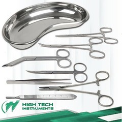 Set of 13 Pieces Basic Minor Surgery Kit Steel Kidney Tray Surgical Instruments