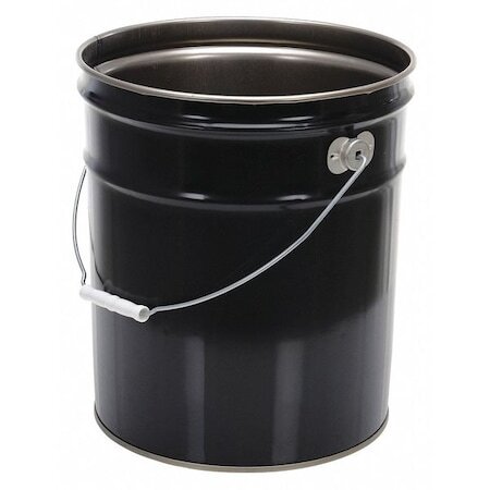 Zoro Select Pail-Stl-Ri-Un Steel Pail, Black, Cap 5 Gal, With Lining