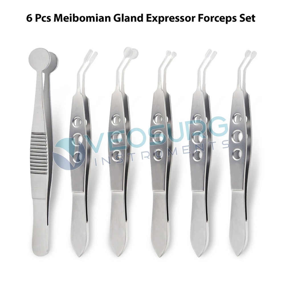 6 Pcs Meibomian Gland Expressor Forceps Set Reusable Ophthalmic Instruments