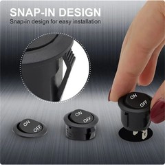 5Pcs 12V round Rocker Switch AC 6A/250V 10A/125V SPST 2 Pin 2 Position On/Off T