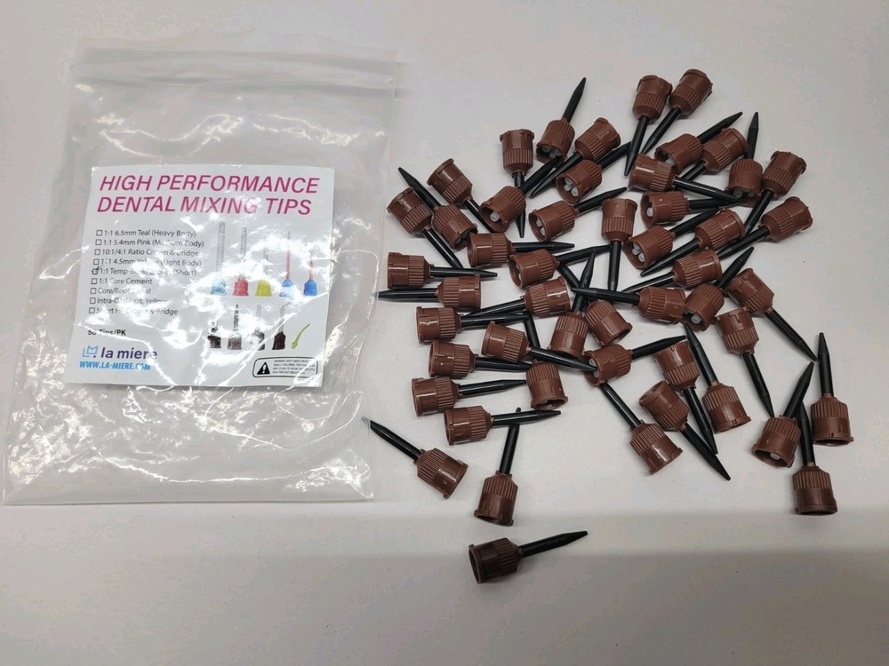 50 Dental HP Mixing Tips for Temporary Cement Material Brown/Black (Short) 1:1
