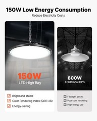 VEVOR 10 Pack LED High Bay Lights 6000K 150W 21000LM for Warehouse Shop Barn