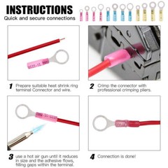 Waterproof Wire Crimp Connectors Heat Shrink Ring Terminals 22-10 AWG 50-500PCS