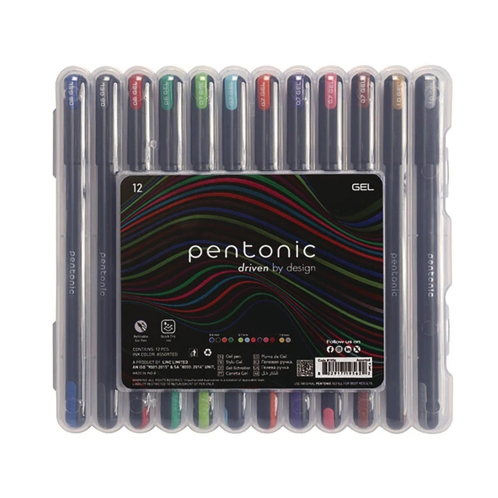 Pentonic 0.7mm Assorted 12 Colors Stick Gel Pens Free DDP shipping to USA
