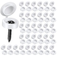150 PCS Screw Caps Plastic Hinged Screw Covers Caps White Folding Screw Cover…