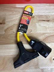 CAROL Shock Safe GFCI Adapter 15 AMP 125 Volts 12 Gauge 3-way Heavy Duty 2ft