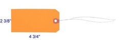 100 pcs of 4 3/4″ x 2 3/8″ Size 5 Orange Cardstock Hang Tag Tags with Wire 13 Pt