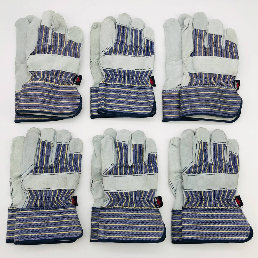 MCR Safety 1400 Split Leather Palm Work Gloves Size XL Safety Cuff 2.5″L 6 Pair
