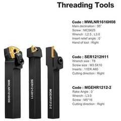 Metal Lathe Cutting Tools – 7PCS 1/2″ Indexable Lathe Turning Tool with 7pcs …