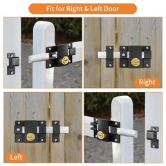 Anti-Rust Long Throw Gate Lock for 40-80mm Wooden Door Right & Left Door 5 Keys