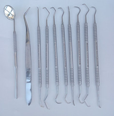 10 PC Dental Pick & Mirror Tools Sculpture Instrument Double End Oral Kit German