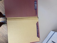 Letter classification folders brown and blue
