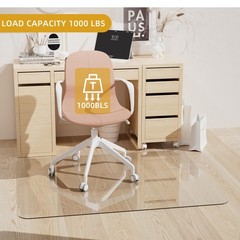 Tempered Glass Chair Mat 48″ x 32″,1/5″ Thick for Office Desk,Rolling Chair M…
