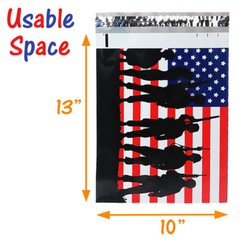 10×13, 12×15 U.S Soldier Patriotic Poly Mailers, Custom Flag Shipping Envelopes