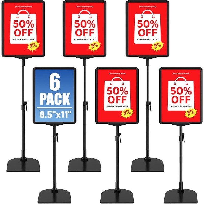 Adjustable Height Double-Sided Sign Stand W/ Extended Base Floor & Table New