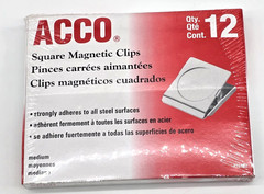 12 Pack ACCO Square Magnetic Clip Medium 1″ Capacity 1-3/4″ Wide #72132