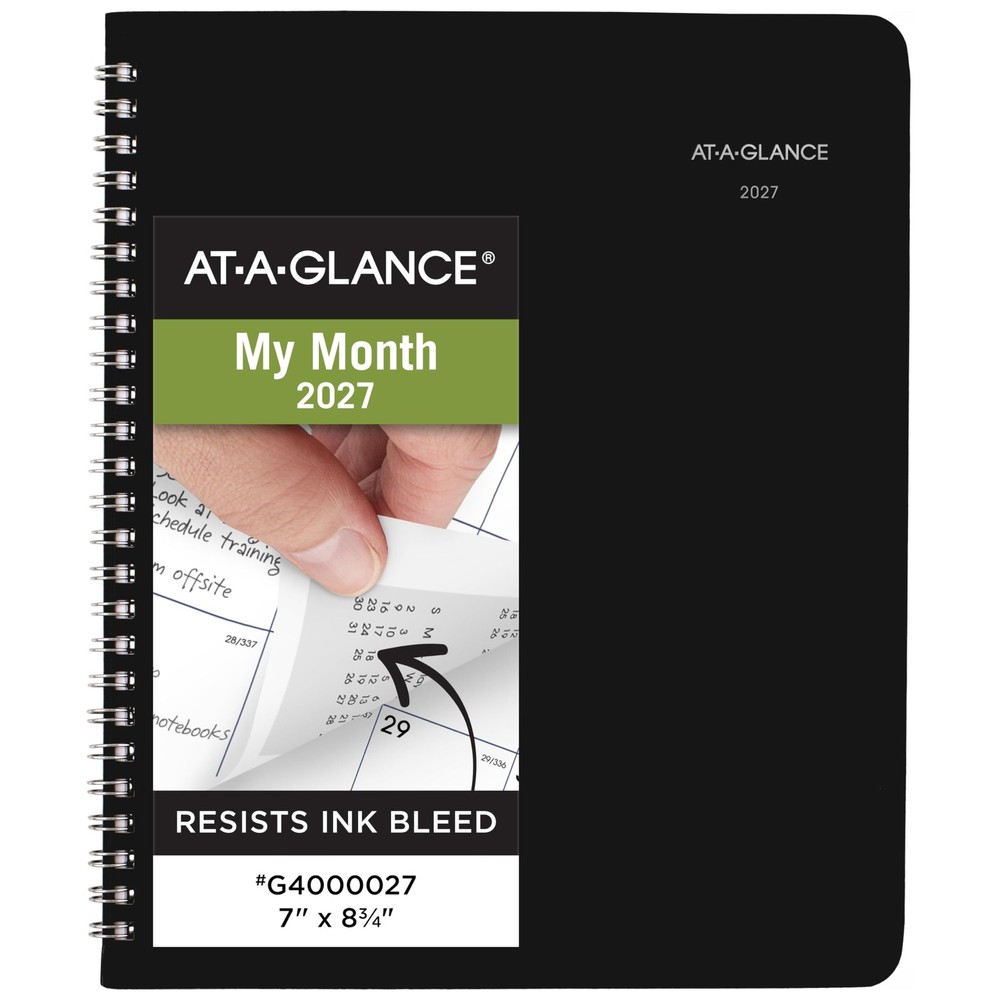 AT-A-GLANCE 2027 Planner, Monthly, 7″ x 8.75″, Unruled x Black