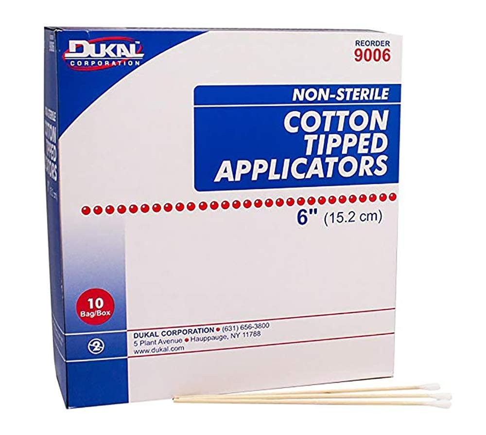 Dukal Cotton Tipped Applicators 6″ Non-Sterile 1000 Per Box Medical Swab