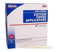 Dukal Cotton Tipped Applicators 6″ Non-Sterile 1000 Per Box Medical Swab