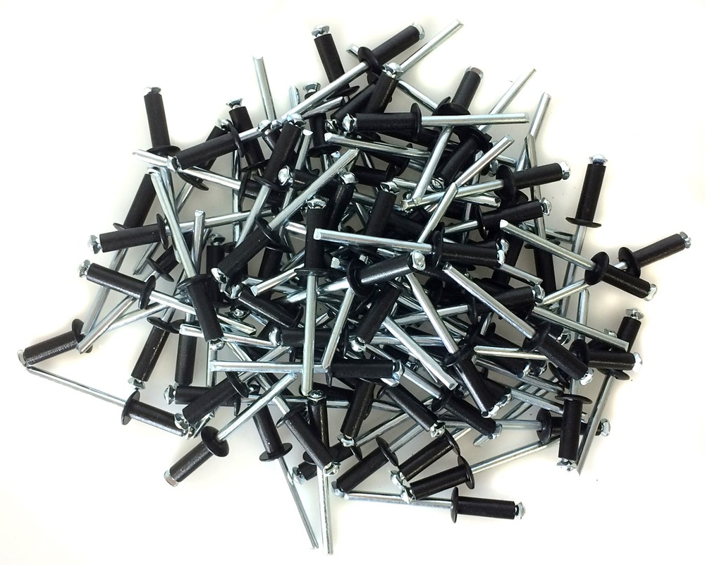 100 3/16″ Small Head Black Painted Aluminum Exploding Pop Rivets #1283