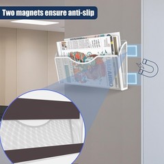 LQPAFZ 6PCS Magnetic File Holder White Metal Wire Mesh 13.5 x 2 x 8.5 inches