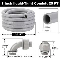 1 Inch Flexible Liquid Tight Conduit 25FT, Non Metallic Electrical Conduit Kit w