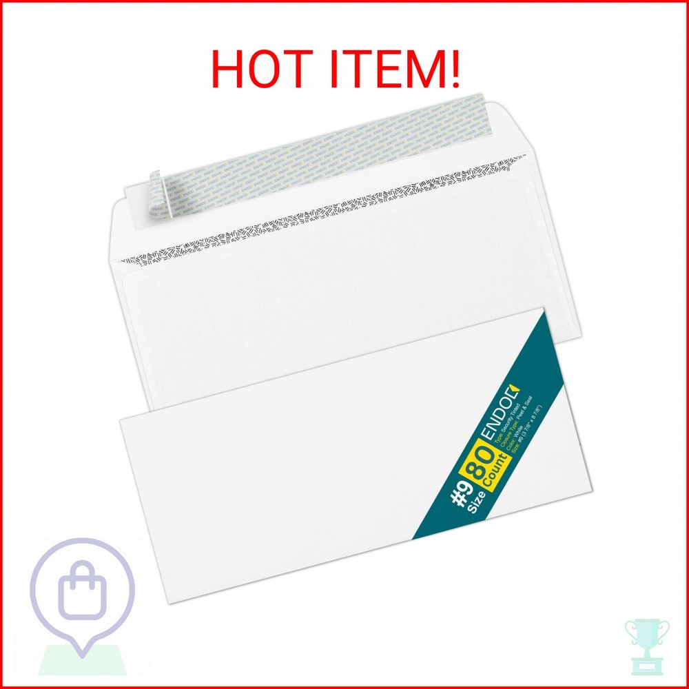 #9 Envelopes Self Seal – 80 Pack – Security Tinted 3 7/8″ x 8 7/8″ Business Enve