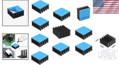 Aluminum Heatsink 20mm x 20mm Kit with Adhesive Tape for Electronics Cooling