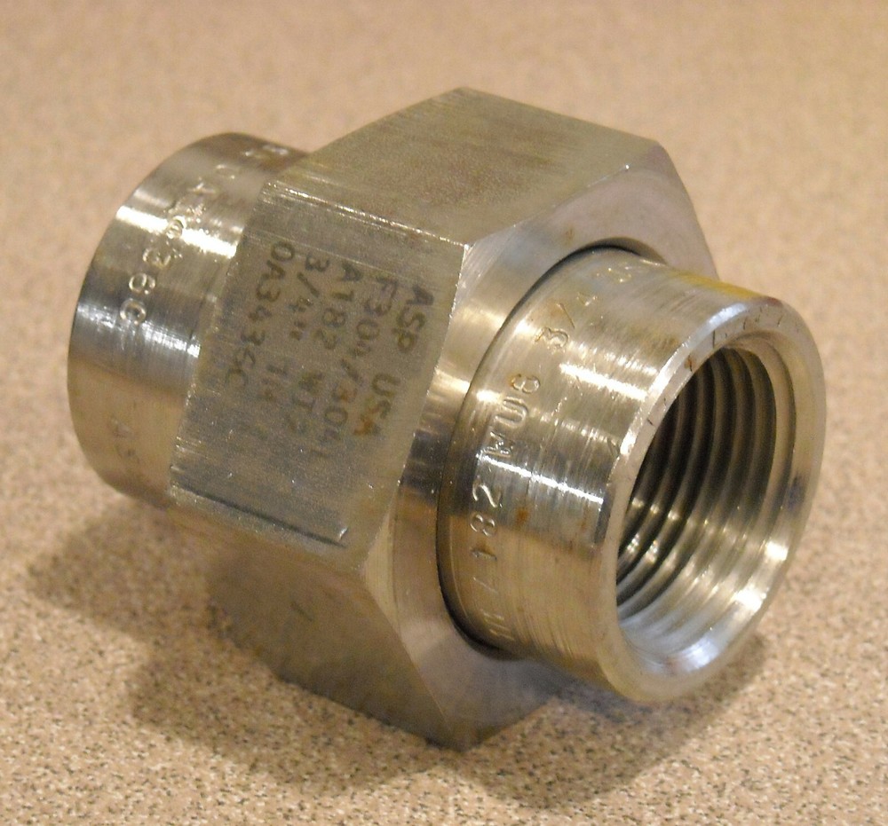 3/4″ Stainless Steel Union A182 F304/304L NNB (1) ASP (Medical Grade)
