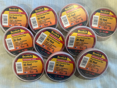 3M Scotch 10810 Vinyl Electrical Coding Tape #35 Red, 3/4 in x 66 ft, 10 Rolls
