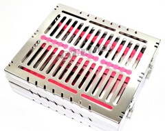 5 PINK GERMAN DENTAL AUTOCLAVE STERILIZATION CASSETTE RACKTRAY FOR 15 INSTRUMENT